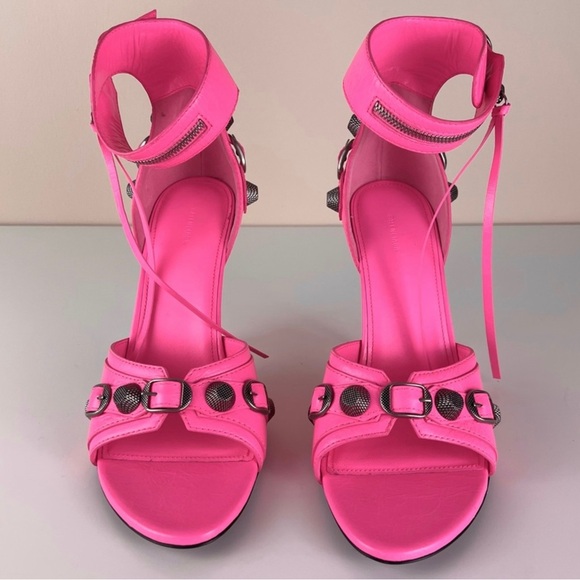 NEW BALENCIAGA REVOLVE PINK LEATHER SANDALS - Picture 11 of 16